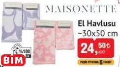 MAİSONETTE EL HAVLUSU ~30X50 CM MAİSONETTE EL HAVLUSU ~30X50 CM